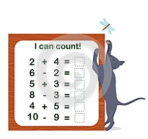 Vector illustration of a children`s math game on the topic I can count.